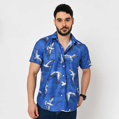 DARK BLUE PRINTED SHIRT