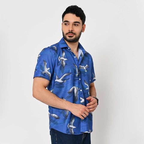 DARK BLUE PRINTED SHIRT