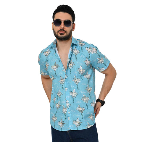 LIGHT BLUE FLOWER PRINTED SHIRT