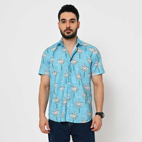 LIGHT BLUE FLOWER PRINTED SHIRT