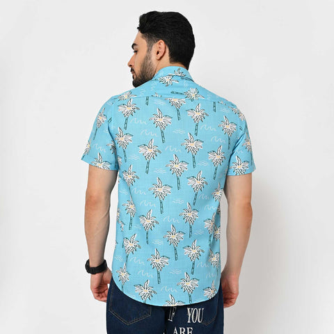 LIGHT BLUE FLOWER PRINTED SHIRT