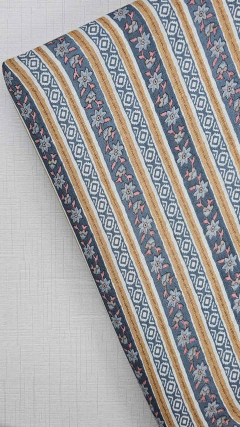 Blue and white striped fabric