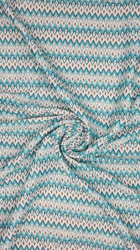 Pastel blue and white chevron fabric