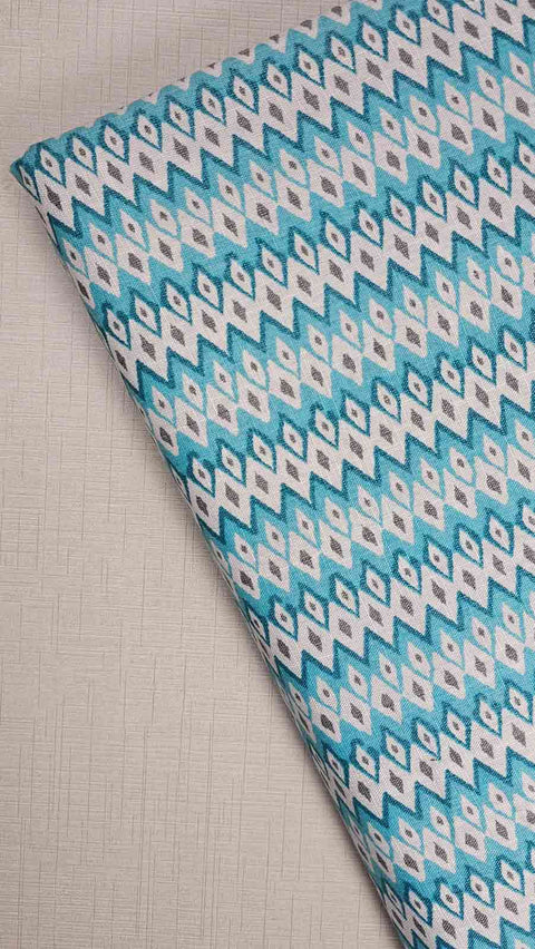 Pastel blue and white chevron fabric