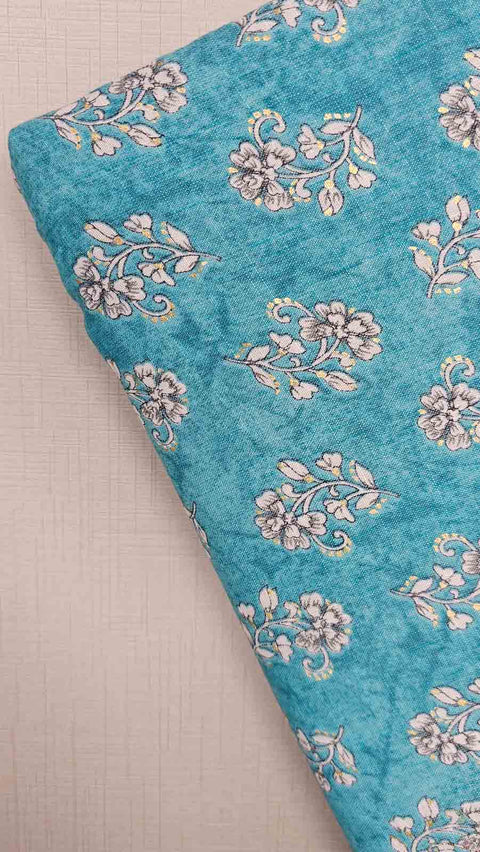 Blue and white floral print fabric