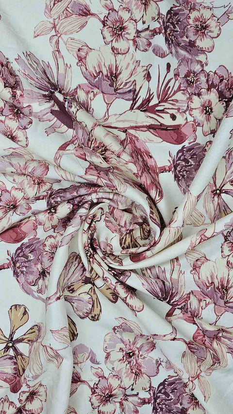 Elegant white and pink floral fabric