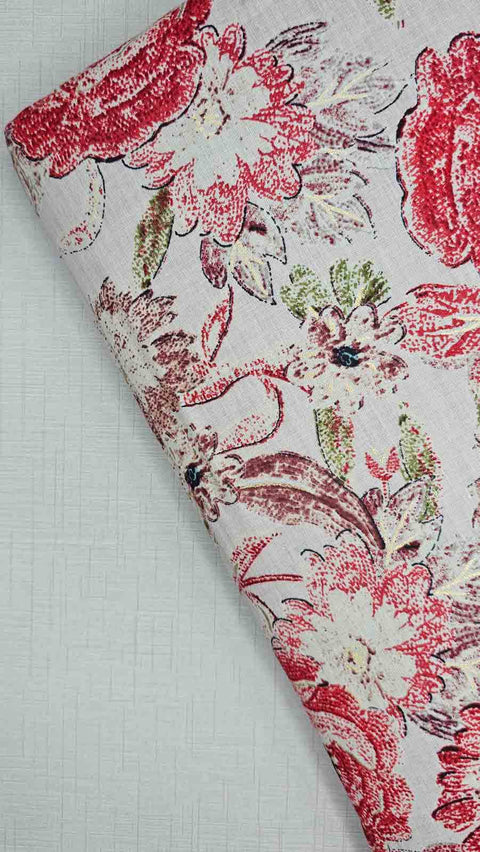 Stunning red and white floral fabric