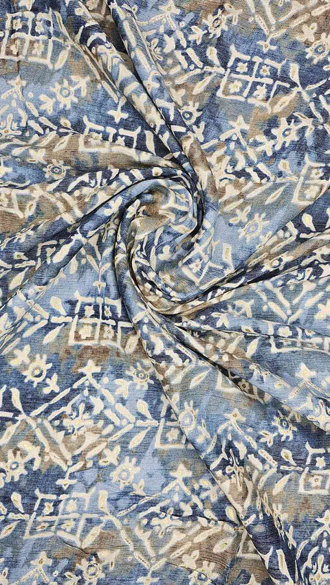 Elegant blue and white print fabric