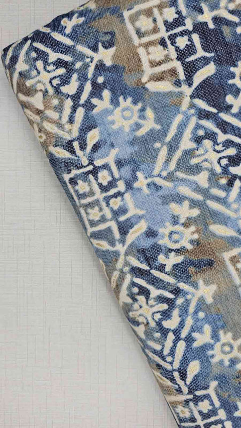 Elegant blue and white print fabric