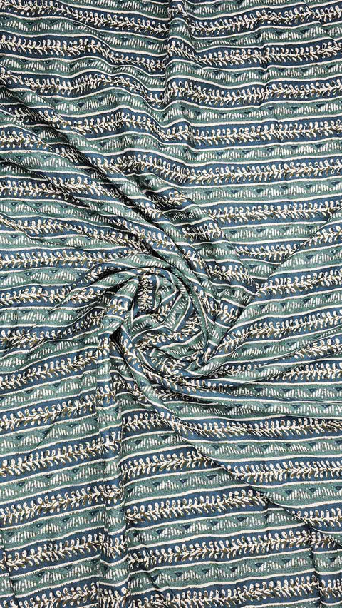 Mint and blue striped fabric