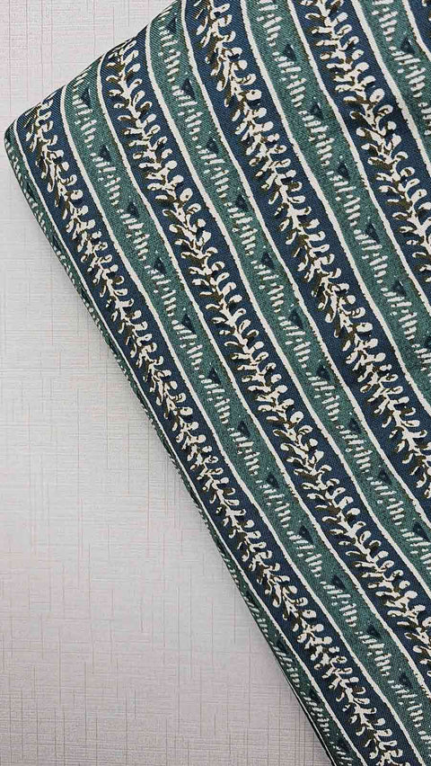 Mint and blue striped fabric