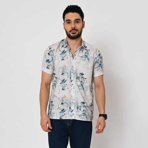 ABSTRACT FLORAL PRINTED SHIRT