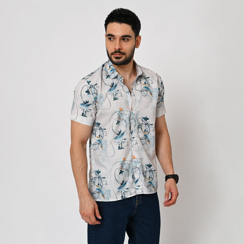 ABSTRACT FLORAL PRINTED SHIRT