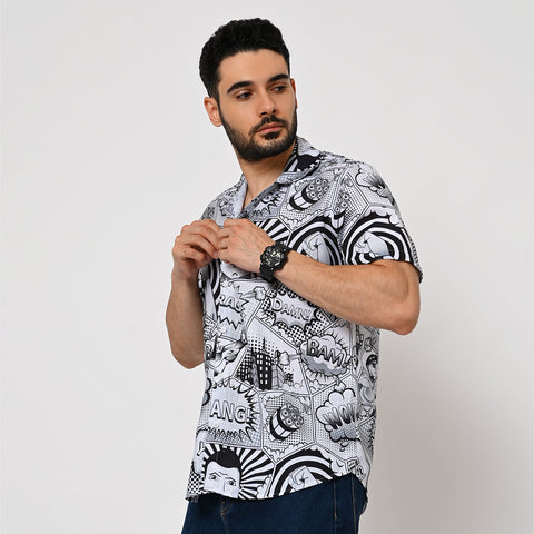 BLACK & WHITE BANG PRINTED SHIRT