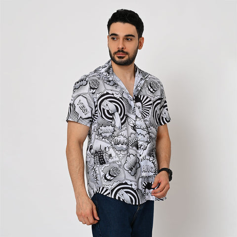 BLACK & WHITE BANG PRINTED SHIRT