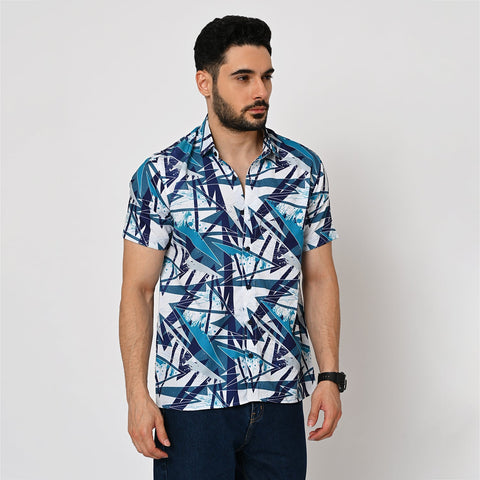 WHITE BASED ABSTRACT PRINTED SHIRT