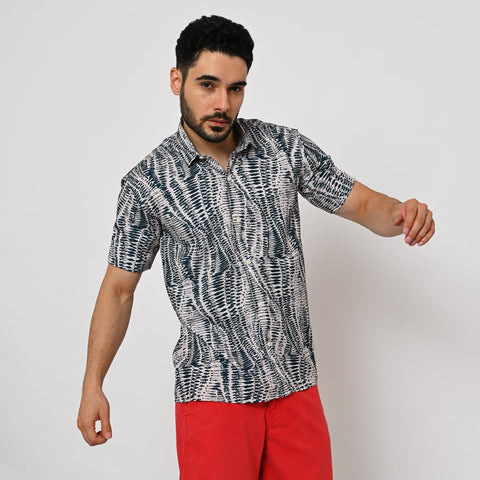 DARK COLOUR ABSTRACT PRINTED SHIRT