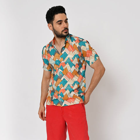 MULTI COLOUR MOUNTAIN PRINTED SHIRT