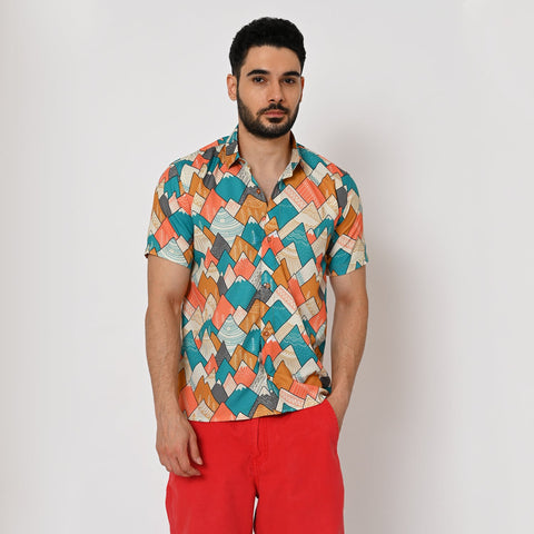 MULTI COLOUR MOUNTAIN PRINTED SHIRT