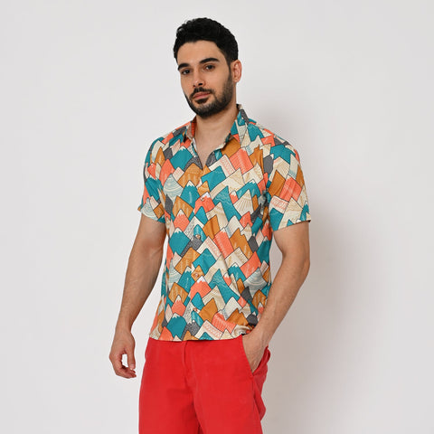 MULTI COLOUR MOUNTAIN PRINTED SHIRT