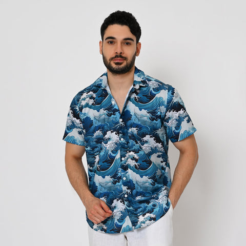 WATER WAVES PRINTED SHIRT