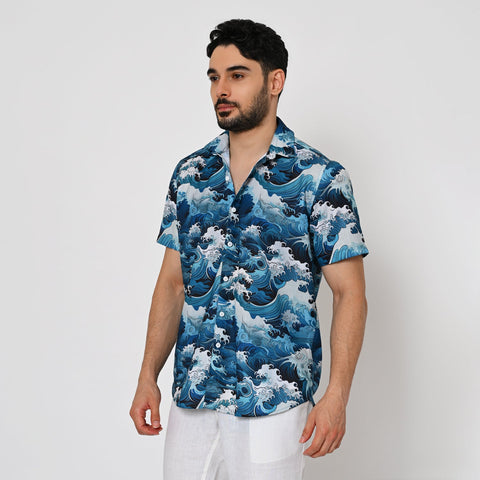 WATER WAVES PRINTED SHIRT