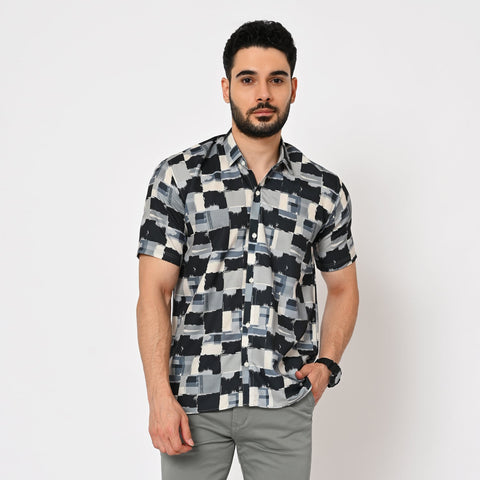 BLACK CHECKS PRINTED SHIRT