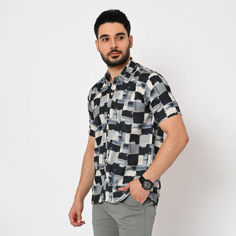 BLACK CHECKS PRINTED SHIRT