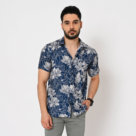 BIG WHITE FLOWER PRINTED SHIRT