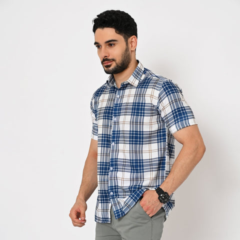 BLUE CHECKS PRINTED SHIRT