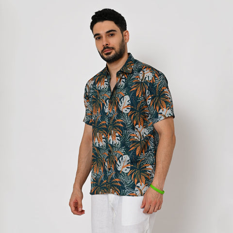 DARK COLOUR TROPICAL PRINTED SHIRT