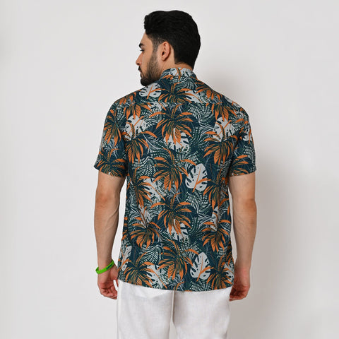 DARK COLOUR TROPICAL PRINTED SHIRT