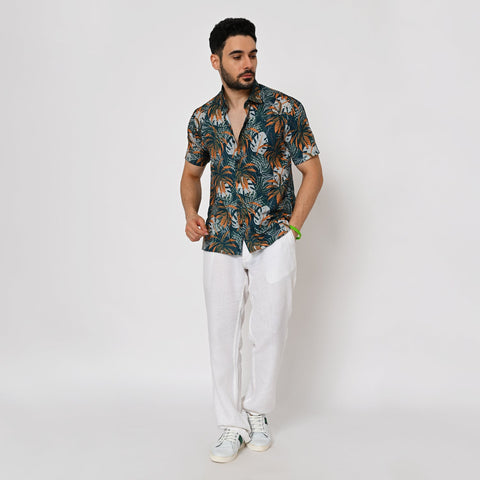 DARK COLOUR TROPICAL PRINTED SHIRT