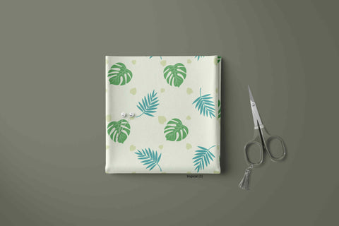 GREEN & BLUEISH TROPICAL PRINT