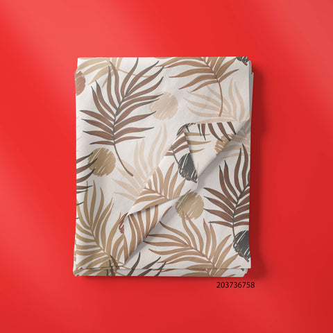 Brown Color Tropical With Circles Print