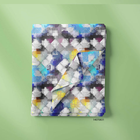 Multicolor Rhombus Blur Print