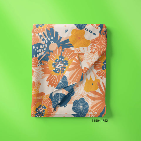 Orange & Blue Color Floral Print