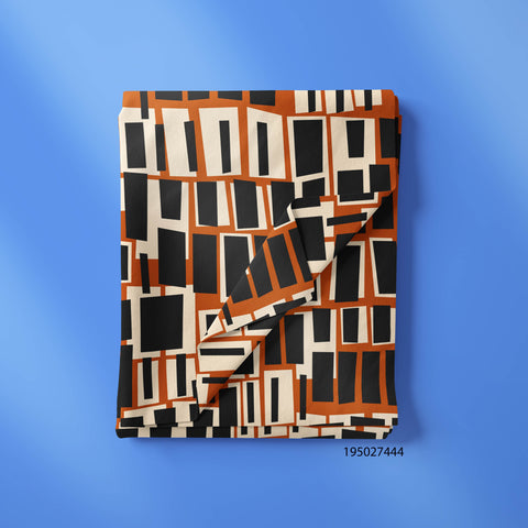 Black Geometric Domino Patten On Brown Color